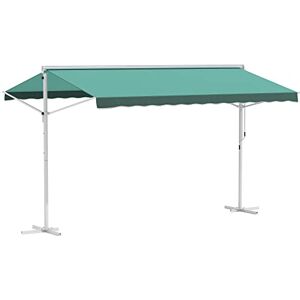 Outsunny Store Double Pente 3 x 3 m Manuel rétractable Inclinaison réglable métal Polyester imperméabilisé Vert - Publicité