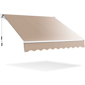 GOPLUS Auvent Store Banne 3M Manuel Rétractable Avuent de Terrasse Anti-Soleil pour Boutique Balcon Jardin (295X250CM, Beige) - Publicité