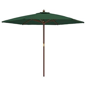 vidaXL Parasol de jardin avec mât en bois vert 299x240 cm - Publicité