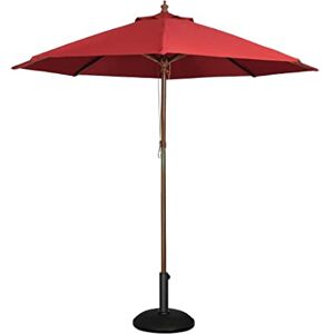 Bolero Parasol rond de 3 mètres de diamètre, rouge, bois et polyester, taille : 2,52 (H) x 3 (Dia) m, café bar bistro usage jardin, salle à manger en plein air, base vendue séparément (CD2138), GL305 - Publicité