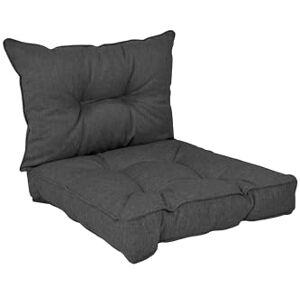 POKAR Coussins de Jardin Extrieur Coussin Chaise Galette de Chaise, 1 Lot de 2: Coussin d'assise 40x40x10 cm + Coussin Dossier 50x40x10 cm, Anthracite - Publicité