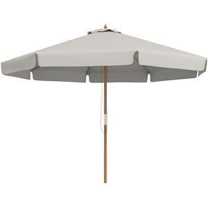 Outsunny Parasol droit parasol de jardin rond grande taille de jardin Ø 3 m bois de bambou gris - Publicité