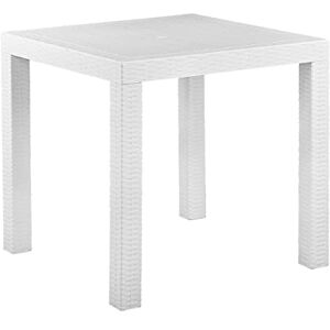 Beliani Table d'Extérieur Carrée 80 x 80 cm Blanche Effet Rotin Matières Ultra Résistantes et Aspect Élégant pour Jardin ou Terrasse au Style Moderne - Publicité