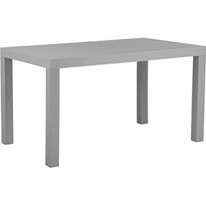 Beliani Table d'Extérieur 140 x 80 cm Gris Clair Effet Rotin Matières Ultra Résistantes et Aspect Élégant pour Jardin ou Terrasse au Style Moderne - Publicité