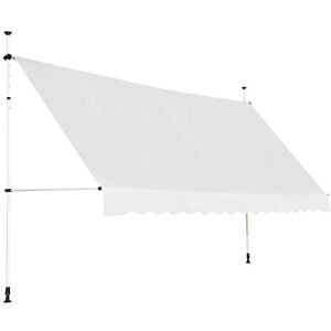 HOMASIS Store à serrage 150/200/250/300/350/400 cm, protection solaire réglable en hauteur, sans perçage, avec manivelle, protection UV, store de balcon à bras articulé, pour l'extérieur (beige + 2 m) - Publicité