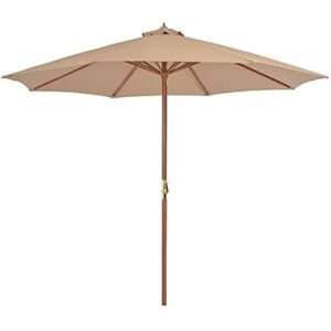 vidaXL Parasol d'Extérieur avec Mât en Bois 300 cm Taupe Pare-soleil Jardin - Publicité