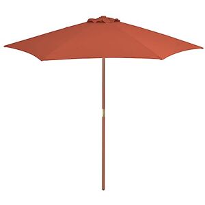 vidaXL Parasol Extérieur Mât en Bois 270 cm Terre Cuite Jardin Plage Terrasse - Publicité