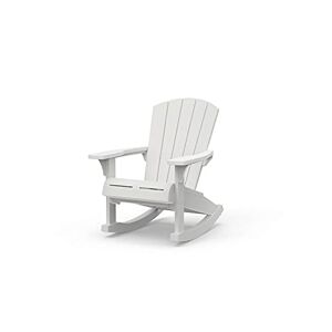 Keter Troy Rocking-Adirondack Chaise de Jardin et terrasse à Bascule 81 x 95,8 x 102 h-Graphite, Blanc, Plastique - Publicité