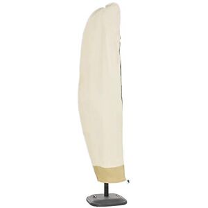 Outsunny Housse de Protection imperméable pour Parasol déporté avec Fermeture éclair et Cordon de Serrage Tissu Oxford avec revêtement PVC étanche Ø 56 x 220 cm Beige et café - Publicité