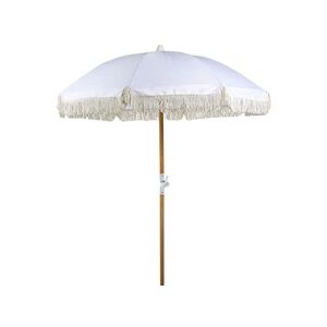 Beliani Parasol de Jardin Rétro ⌀ 150 cm Mât en Bois et Tissu Blanc Mondello - Publicité