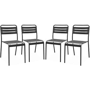 Alice's Garden Lot de 4 chaises de Jardin Acier. 4 Places. Anthracite. Amelia. L44 x P52 x H79cm - Publicité