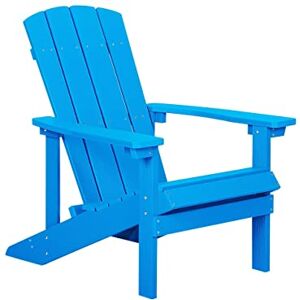 Beliani Chaise Basse Fauteuil de Jardin Effet Bois Bleu avec Accoudoirs et Dossier Confortable Matières Résitantes pour Terrasse Rustique et Campagne - Publicité