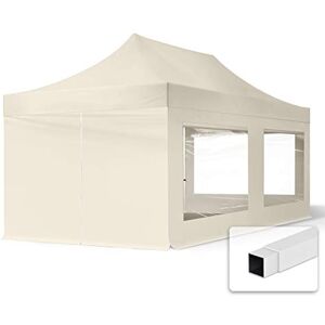 TOOLPORT Tente Pliante 3x6 m 4 Bâches de Côté (fenêtres panoramiques) Economy 700N Housse Barnum Chapiteau Pliant Tonnelle Beige - Publicité