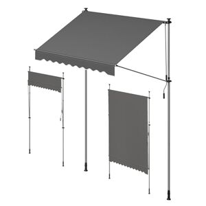 SONGMICS Store Banne Rétractable, Store Manuel, Réglable en Hauteur, avec Manivelle pour Balcon, Jardin, Terrasse, 200 x 120 cm, Gris Anthracite GSA202G02 - Publicité