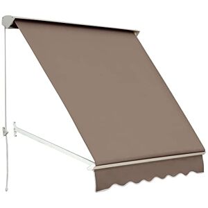 Outsunny Store banne Manuel Inclinaison réglable Aluminium Polyester imperméabilisé 70L x 180l cm Taupe Clair - Publicité