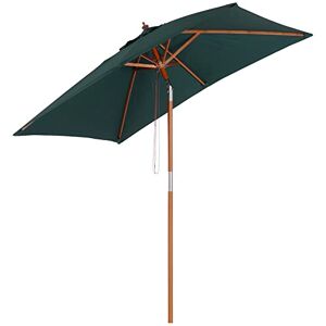 Outsunny Parasol droit Parasol rectangulaire inclinable bois polyester haute densité 2L x 1,5l x 2,3H m vert foncé - Publicité