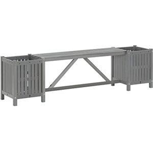 vidaXL Banc de Jardin avec 2 Jardinières Banc de Patio avec Pots de Fleurs Banc de Terrasse avec Bac à Plante Extérieur 150 cm Gris Bois d'Acacia - Publicité