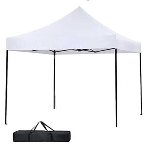 BAKAJI Tonnelle 3 x 3 mètres Pliable Tissu Polyester imperméable Structure en métal refermable à accordéon, Tente portative Juste marché Jardin extérieur + Sac de Transport (Blanc) - Publicité