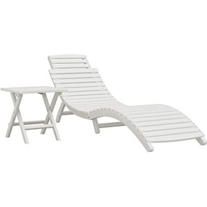 vidaXL Chaise Longue avec Table Blanc Bois Massif d'acacia - Publicité