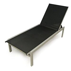 Dmora Chaise longue en aluminium et textilène, couleur noire, Dimensions 69 x 37 x 194 cm - Publicité