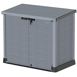 Duramax Cedargrain StoreAway 1200L Abri de jardin en plastique / couvercle arc, Cache et Coffre Idéal pour les 2x 240L poubelles, 145x85x125 cm, Gris - Publicité