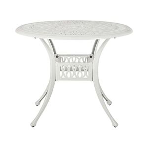 Beliani Table de Repas Jardin Ronde 90 cm en Aluminium Aspect Vieilli Blanc Ancona - Publicité