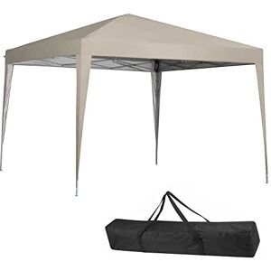 BAKAJI Tonnelle 3 x 3 mètres Pliable Tissu Polyester Imperméable Structure en Métal Refermable à Accordéon Portable Fière Marché Jardin Extérieur + Sac de Transport (Beige) - Publicité