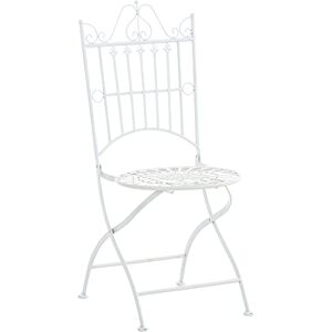 CLP Chaise De Jardin Pliante Sadao I Chaise D'Extérieur en Fer Forgé avec Hauteur D'Assise 44 cm I Chaise Design pour Terrasse Ou Balcon, Couleur:Blanc - Publicité