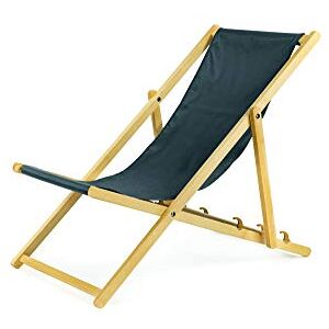 BAS Chaise longue pliante En bois Idéale pour plage, jardin Gris - Publicité