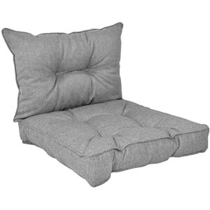 POKAR Coussins de Jardin Extrieur Coussin Chaise Galette de Chaise, 1 Lot de 2: Coussin d'assise 60x60x10 cm + Coussin Dossier 60x40x10 cm, Gris - Publicité