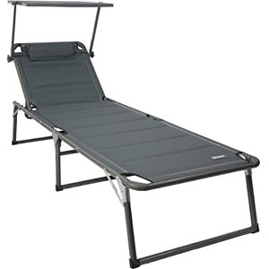 Ambientehome HOMECALL Chaise longue en aluminium avec rembourrage en textilène 2x1, mousse à séchage rapide, pare-soleil, XXL (200 x 70 cm) Gris anthracite - Publicité