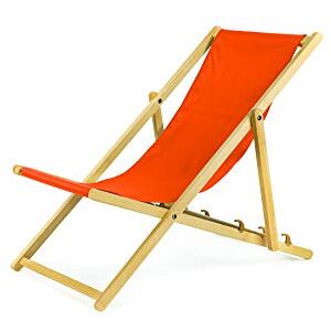 BAS Chaise longue pliante En bois Idéale pour plage et jardin Orange - Publicité