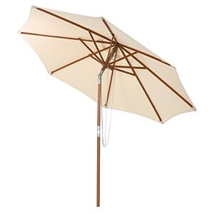 COSTWAY Parasol Extérieur Inclinable Ø2,7m Toile Polyester Imperméable avec Cordon de Serrage 8 Baleines Ventilation pour Jardin Cour Café Beige - Publicité