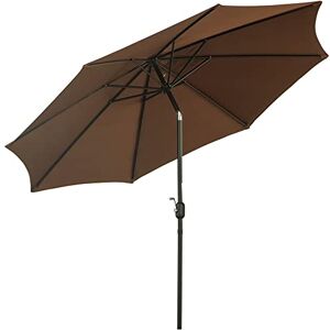 Outsunny Parasol en Métal Rond Polyester 180g/m² manivelle inclinable Ø 3 x 2,5 m Chocolat - Publicité