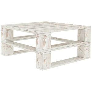 Keyur Table Basse de Jardin, Table d'appoint Table d'Extérieur Table Palette de Jardin Blanc Bois - Publicité