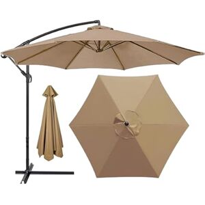 HonunGron Auvent De Remplacement pour Parasol 2m/2,7m/3m, 6 Baleines/8 Baleines Toile De Parasol Déporté Remplacement Pour Cour,Jardin,Plage,Polyester Anti UV 50+ (2.7M 8-Ribs,Kaki) - Publicité