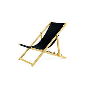 BAS Chaise longue pliante En bois Idéale pour plage et jardin Noir - Publicité