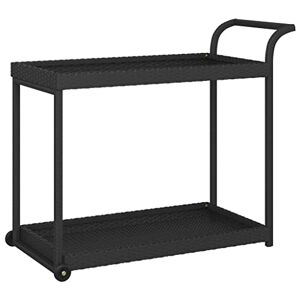 vidaXL Chariot de Bar Chariot de Rangement Chariot Roulant de Service Jardin Patio Cuisine Extérieur Noir 100x45x83 cm Résine Tressée - Publicité