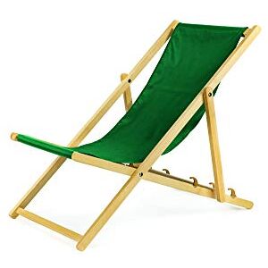 BAS Chaise longue pliante En bois Idéale pour plage et jardin Vert - Publicité