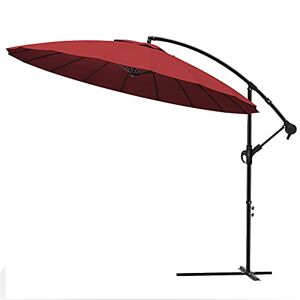 vounot Parasol Déporté de Jardin Shanghai 3M avec Manivelle Anti-Retour 18 Baleines en Fibre de Verre Parasol Inclinable Toile avec Protection UV Inclus Housse de Protection Rouge - Publicité