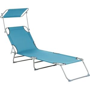 Beliani Transat de Jardin Bain de Soleil Pliant en Tissu Polyester Bleu Turquoise et Acier avec Pare Soleil Pratique Idéal pour Terrasse ou Balcon - Publicité