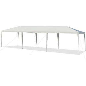 COSTWAY Tonnelle de Jardin 3 M x 9 M Étanche, Tente de Réception Pliante en Tube Métal 8 Cordes à Vent et 16 Piquets Boucle, pour Fêtes Commercial Mariage, Blanc - Publicité