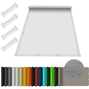 KOUDU Voile d'ombrage Rectangulaire 2.2 x 4.5 m Imperméable Protection UV 98% Toile Ombrage Auvent PES Polyester pour Patio Jardin Terrasse, Blanc - Publicité