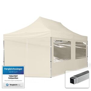 TOOLPORT Tente Pliante 3x6 m 4 côtés Aluminium Barnum Chapiteau Pliant Tonnelle Stand Paddock Réception Abri PES300 crème - Publicité