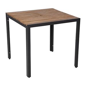 Bolero DS152 Table carrée en bois d'acacia et acier revêtu par pulvérisation en teck 740 mm de hauteur, 800 mm de largeur, 800 mm de longueur - Publicité