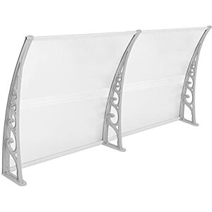 YIMING Auvent de Porte d'entrée, Longueur 240 cm (94,49''), Marquise de Porte et Fenêtres, Auvent de fenêtre en Polycarbonat, UV Protection, Pluie et Neige Protection (Gris-Blanc, 76×240×23 cm) - Publicité