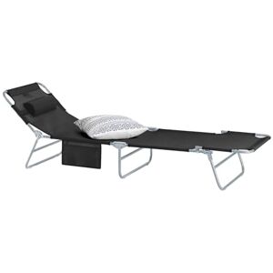 SoBuy Bain de Soleil Pliable Lot de 2, Chaise Longue Transat de Jardin Dossier Inclinable Multipositions Noir, Charge Max. 120 kg 195x62x29 cm OGS35-Schx2 - Publicité