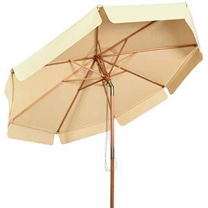 COSTWAY Parasol de Jardin Extérieur, Parasol Inclinable avec Lambrequin, 8 Baleines en Bois Blanc, Protection UV, pour Balcon/Jardin/Terrasse (Beige) - Publicité