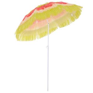 HOMCOM Outsunny Parasol de Plage Jardin Design Hawai 160 cm Raphia Artificiel Multicolore - Publicité