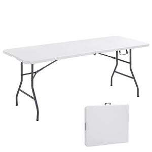 AREBOS Table de Buffet Pliante   182 x 74 x 74 cm Résistante aux intempéries   Table de Jardin Table de fête Pliante pour Jardin Balcon   8 Personnes   Blanc - Publicité